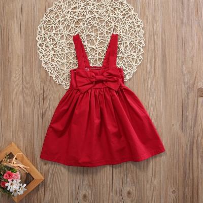 China Breathable Infant Red Bow knot Sleeveless Summer Clothes Princess Birthday Party Dress Kids Clothing Outfits Baby Girl Dress for sale