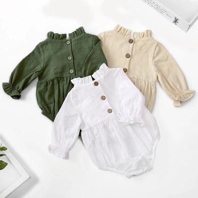 China Causal Fashion Baby Girls Romper Cotton Long Sleeve Ruffles Baby Rompers Infant Playsuit Jumpsuits Cute Newborn Clothes for sale