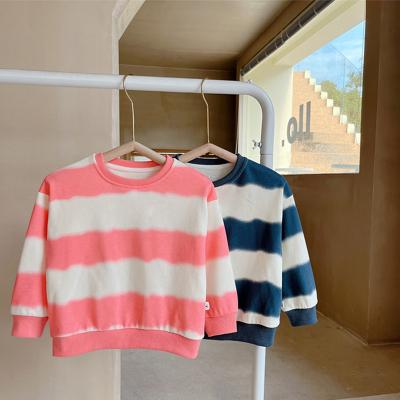 China Breathable Wholesale Long Sleeve Winter 100% Cotton Hoodie For Kids Fashion Oem Service Wear Baby Boys Girls Clothes Striped Hooded for sale