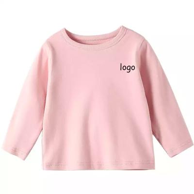 China Anti-Shrink Children kids plain tshirt cotton blank t shirt long sleeve girls boys for sale