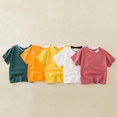 China Breathable Logo Customize Blank Plain T-Shirt For Kids Summer Boys Clothes Children Short Sleeve Cotton Kids Boys T-Shirt for sale