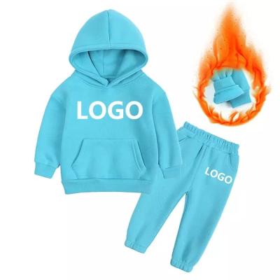 China Fashion\comfortable\durable Wholesale Girls Hoodies Joggers Sets Custom Logo Boys Fleece Sweatsuits Tracksuits Winter Sets Kids Clothing for sale