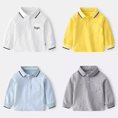 China Anti-Shrink New design children clothes long sleeve cotton shirts boys girls autumn polo shirts for 3 to 12 years for sale