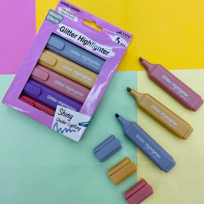 China Wholesale Paint Drawing Marker Pen Chisel Tip Highlighters Colors Purchase Highlight Bars Shine Under Light Up Shimmer Highlight Bar for sale