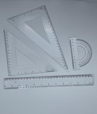 China G-001 30cm promotion 4pcs set geometric ruler school ruler set squre color for sale