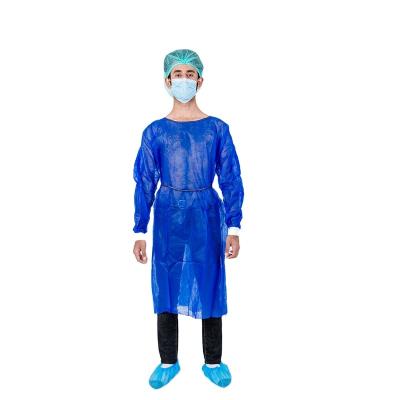 China Knitted Cuff Wholesales Waterproof Disposable Nonwoven PP Isolation Gown for sale