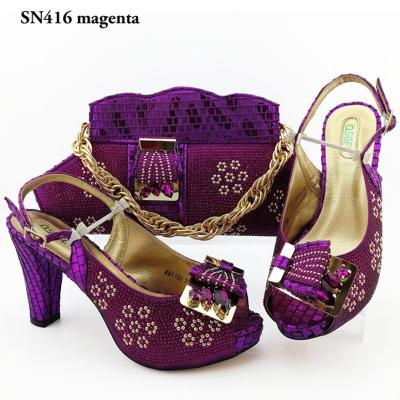 China Magenta Anti-Smell Shoes Matching Bag 2019 Nigerian Wedding Party Shoes On Sales Cheap Price Shoes And Bag for sale