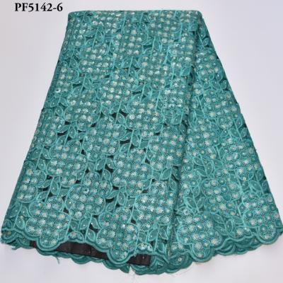 China Large organza lace fabric African design double organza lace viable elegant high quality sequins fabrics for sale