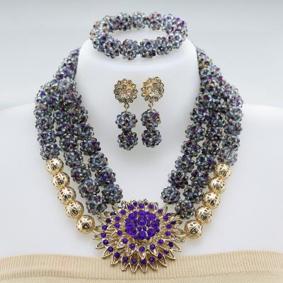 China New Fashion CLASSIC Necklace With Beads Crystal Jewelry Sets 2021 African Jewelry In Jewelry Sets for sale