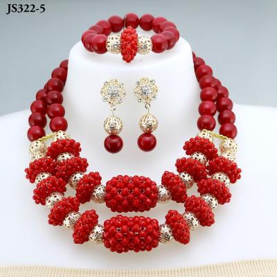 China CLASSIC African Red Beads Jewelry Sets Wholesale Styles Rhinestone Earring Sets For Bridal for sale