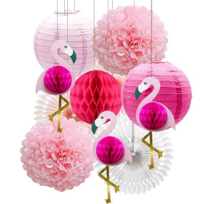 China wholesale paper flamingo birthday party supplies paper decoration party babay set for sale