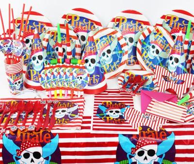 China Pirates Pirate Theme Birthday Dishes Party Supplies Disposable Tableware Set for sale