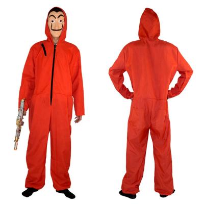 China Polyester Cosplay Money Heist The House Of Paper Halloween Cosplay Costume Red Overalls For Adults for sale