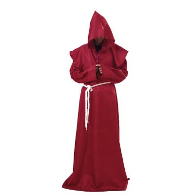 China Halloween Medieval Long Robes Monk Hooded Sorcerer Priest Monk Mask Cloak Medieval Renaissance Priest Cosplay Costume For Men for sale