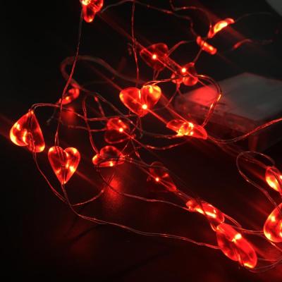 China Custom Warm Copper Heart Shape Battery Decoration Lights For Christmas for sale