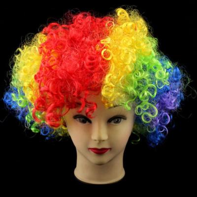 China Colorful Wigs Sports Party Carnival Wig Football Fan Synthetic Monofilament Fans Wig For Women And Men for sale