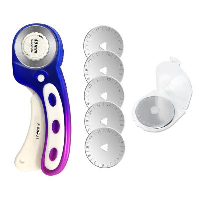 China Screw Version 45mm Gradient Color Rotary Cutter Set With 5 Spare 45mm Rotary Cutter Blades for sale