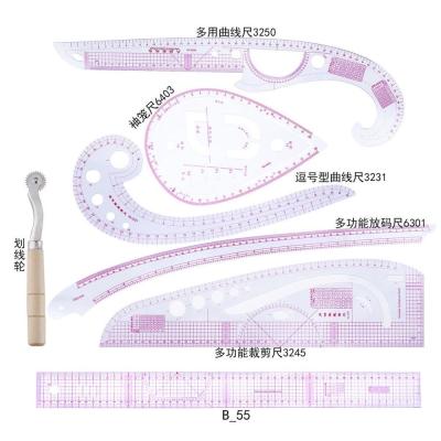 China 7 PCS Pattern Master Tailor Scale Quilt Plastic Ruler Set for sale