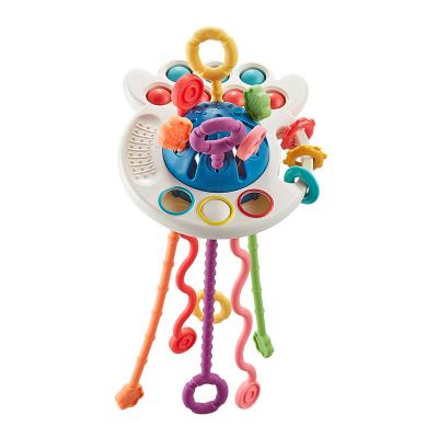 China Eco-friendly Material Educational Baby Toy Pull String Toy Stretchable Pull-Along Silicone Rope Activity Baby Toy for sale