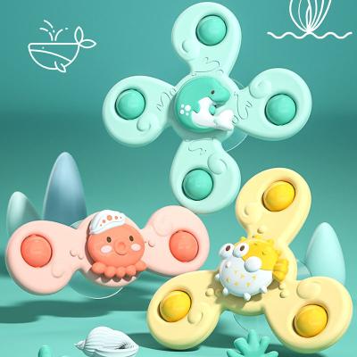 China Eco-friendly Material New Montessori Baby Bath Toys Children Bathing Sucker Spinner Suction Cup Bath Toy for Kids for sale