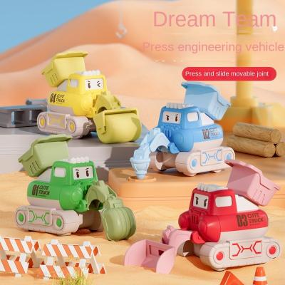 China Eco-friendly Material Wholesale Four Colors Carton Baby Engineering Car Trucks Pull Back Press Toy Car Friction Power Vehicles Push Toys for sale