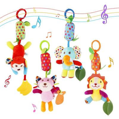 China STUFFED Hot Sell Baby Sensory Hanging Rattles Soft Learning Toys Cute Animals Bed Hanging Rattle for Baby Comforter for sale