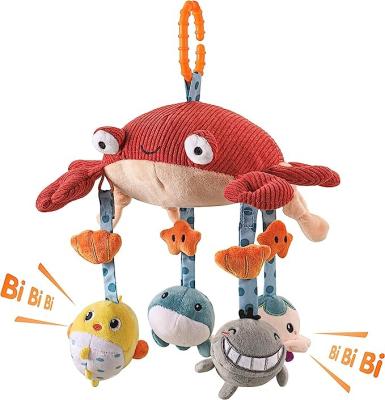 China STUFFED Wholesale Cute Crab Soft Plush Activity Toy Hanging Baby Rattle Toy for Baby Car Seat or Baby Bed for sale