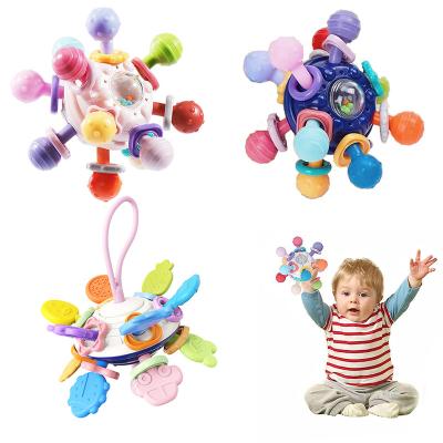 China Non-toxic Wholesale New Bpa Free Soft Custom Food Grade Space Ring Silicone Teething Baby Teether Toys for sale