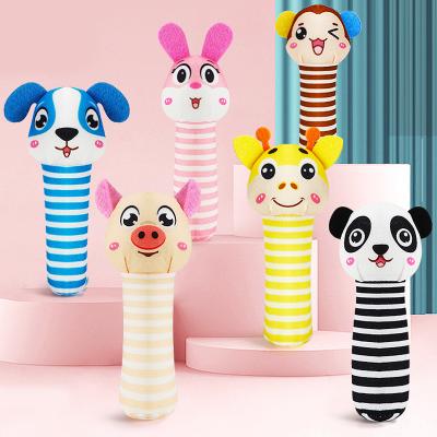 China Soft Top Sell Cute Animals Soft Plush Hand Baby Rattle Baby Comforter Toy Rattle for Gift for sale