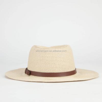 China Custom Fashion Belt Women's Stripe Summer Handmade Paper Straw Panama Hat for sale