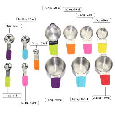 China Viable Magnetic Measuring Cups and Spoons Set 18/8 Stainless Steel Magnetic Cups and Spoons Conversation Chart for sale