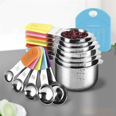 China Viable Magnetic Measuring Cups and Spoons Set 18/8 Stainless Steel Magnetic Cups and Spoons Conversation Chart for sale