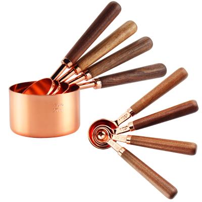 China Viable Measuring Cups and Spoons Set Rose Gold Copper Measuring Cups and Spoons Set Stainless Steel for sale