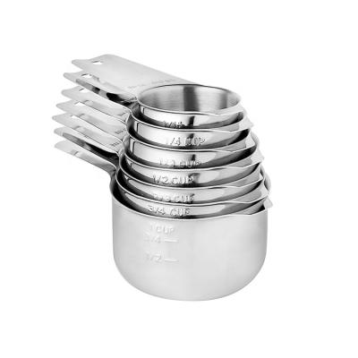 China OTO Sustainable Ware 304 7 Stainless Steel Measuring Cups Set With Nesting Cups With Long Handle for sale