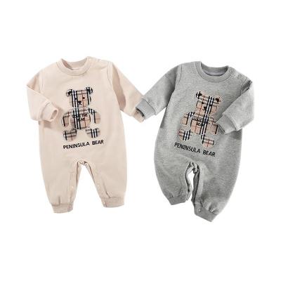 China Cotton Full Knitted Baby Fall Clothes Romper Sleepsuit Long Sleeve Print Spandex Custom Footed OEM for sale