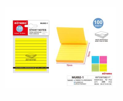 China New Products School Supplies 100pcs 76*76mm Fluorescent Color Self Adhesive Sticky Notes With Strings for sale