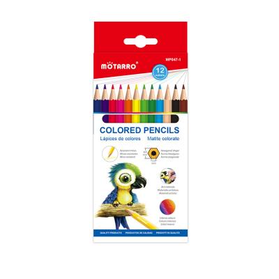 China Professional Eco-Friendly 12 Colors Packing Artists Smooth Art Drawing Hexagonal Rod Colored Pencil Set for sale