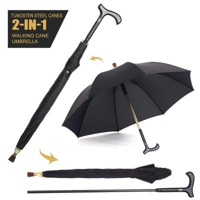 China Traditional Canes Umbrella Windproof Ribs Walking Cane Crutch Umbrella Father's Gift For Hiking Trail Climbing In The Rain for sale