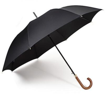 China Traditional Wooden J Handle Golf Umbrella Vented UV Classic Hook Umbrella Double Protection Stick Windproof Open Umbrella for sale