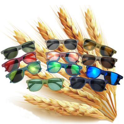 China Rectangle China Manufactures TAC Biodegradable Glass Sun Glass Wheat Straw Fiber Wooden Sustainable Sunglasses for sale