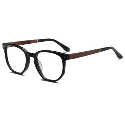 China For Eyeglasses Designer Eyeglasses Frame Optical Glass Frame Acetate Wood Round Black Japan Glass Reading Glasses for sale