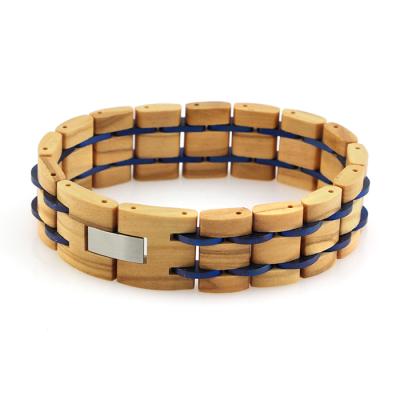 China FASHIONABLE Damascus Wood Bracelet Damascus Steel Wooden Bracelet Men Saint Steel Alloy and Wood Bracelet for sale