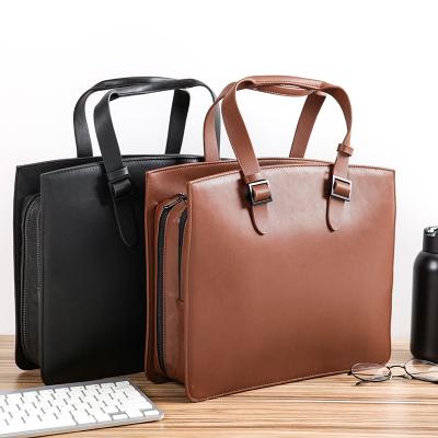 China Business Recycled Leather Briefcase 15 Inch Laptop Leather Bag For Men Genuine Leather Bags For Men for sale