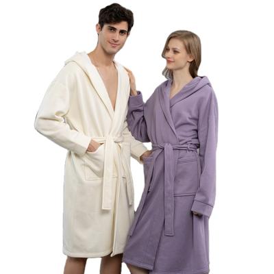 China Hooded Terry Towel Bathrobe Women Hooded Long Robes Men's Bathrobe Luxury Breathable Unisex Sleepwear Pajamas Hotel for sale