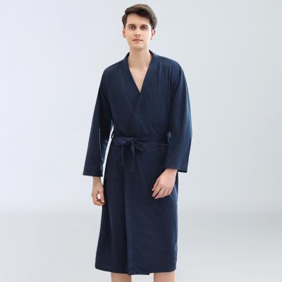 China QUICK DRY Mens Soft Cotton Robe Kimono Spa Knit Lightweight Bathrobe Long Sleeve Bathrobe for sale