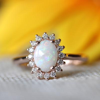 China FASHIONABLE Retro Style Luxury Oval Moonstone Palace Ring Gemstone Diamond Ladies Gift Ice Opal Split Stone Gold Plated Band Ring for sale