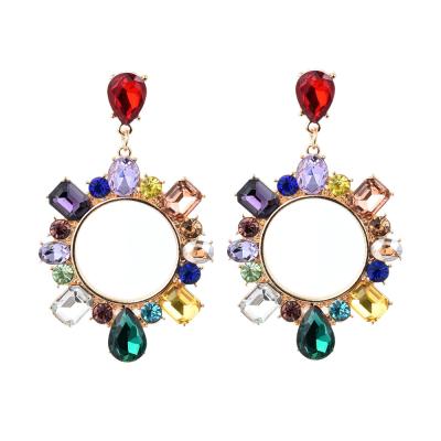 China New Style Diamond Irregular Fancy Party Circle Sparkle Earrings Large Drop Earrings FASHIONABLE High Quality Large for sale