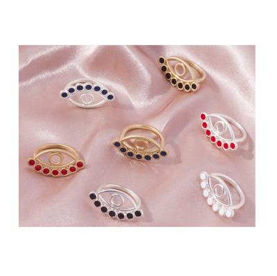 China Fashionable high quality popular multicolor hollow enamel new style new style damon eye shape large wide band rings cute girl woman for sale