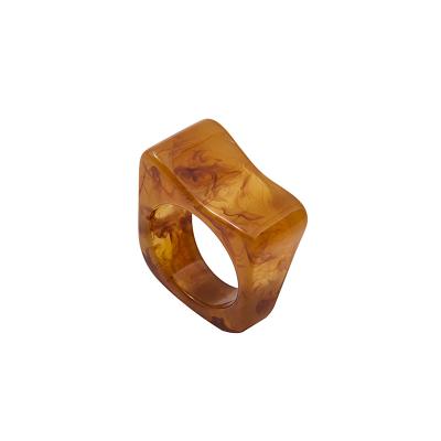 China New Retro Style FASHIONABLE Transparent Color Resin Acetic Acid Cis Ladies Orchestra Acrylic Amber Blossoming Nostalgic Daily Ring for sale