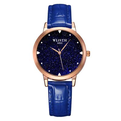 China Water Resistant Woman Quartz Watches Casual Leather Strap Bands Blue Starry Thin Diamond Sky Wrist Quartz Hand Watch Jewelry For Women Main 2021 for sale